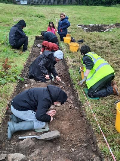 Volunteers excavating the mill at Newmills