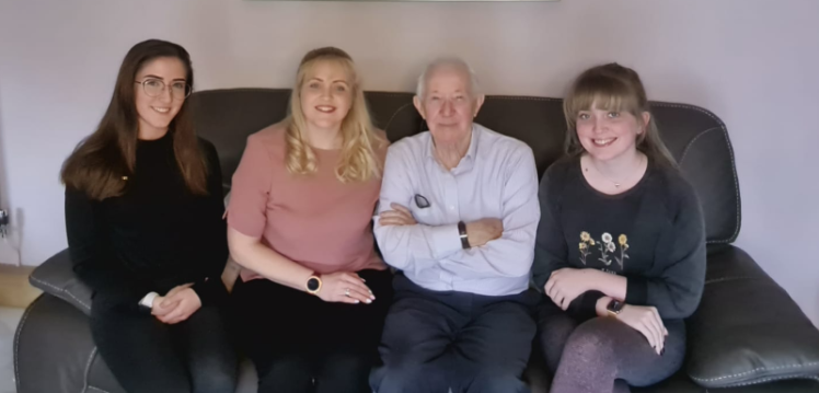 left to right, Hannah, 1st year Biomedical Science, Katrina, BA Sociology and Social Policy (2018), John McAleese and Lauren, 3rd year Geography