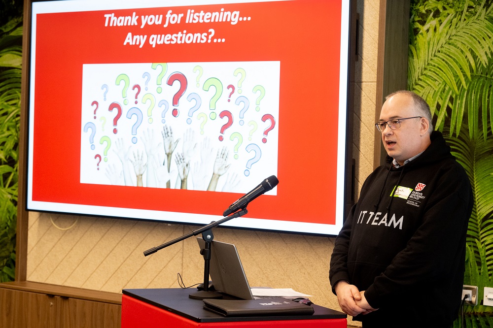 Paul Coulter speaking at the launch of Queen's Inclusive Employment Scheme 2023