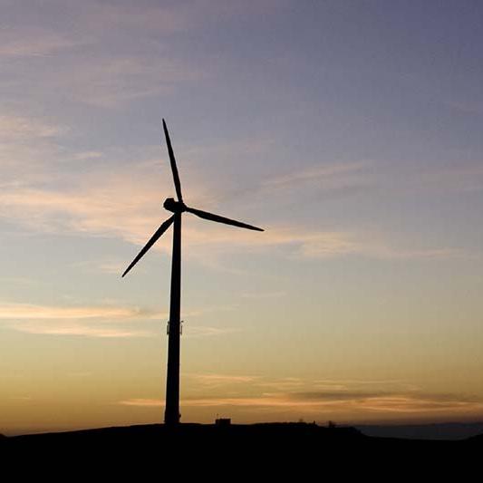 wind turbine at sunset