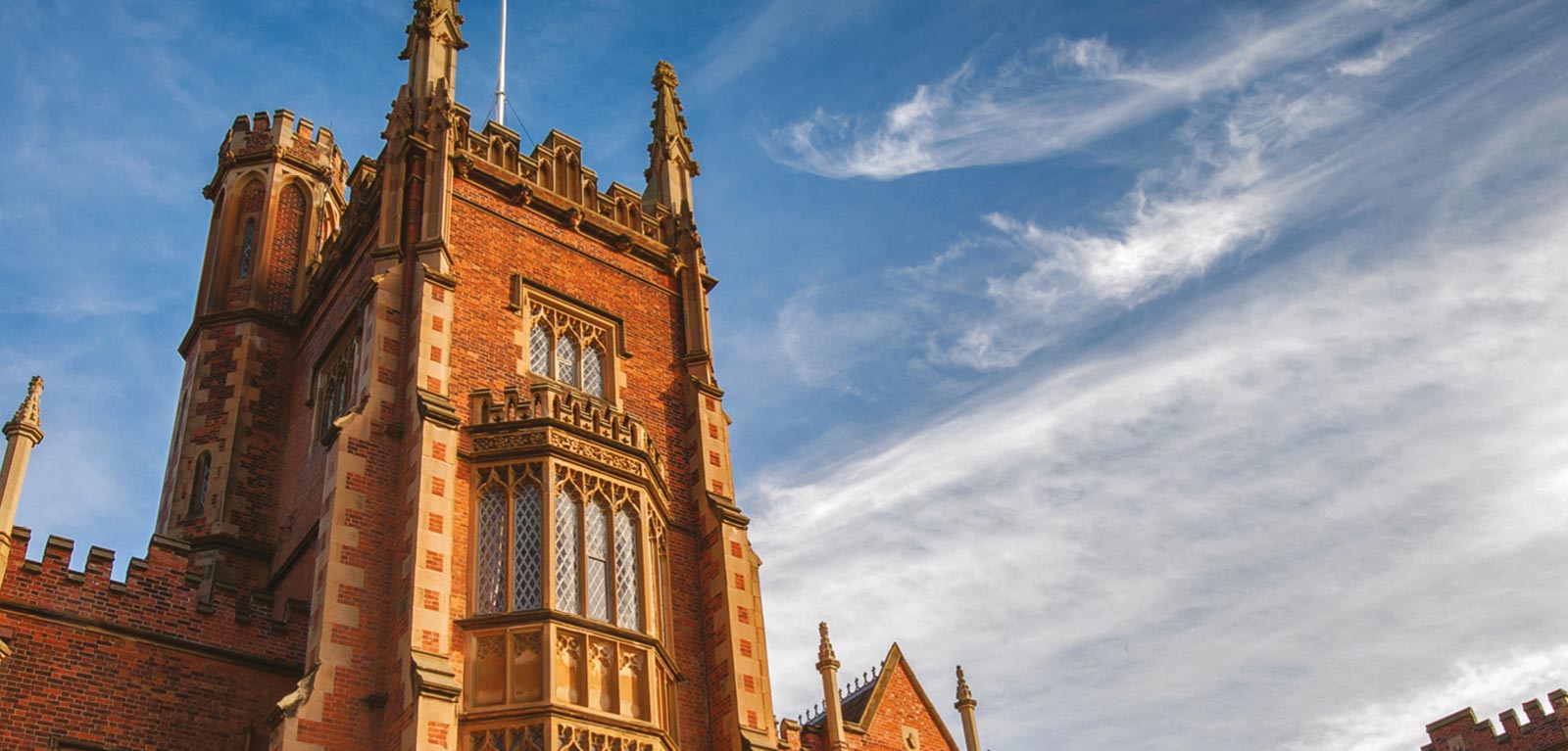 Top of Lanyon building with blue sky