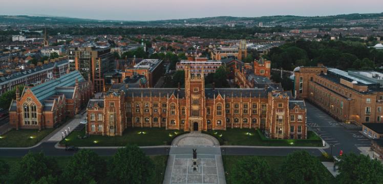 Drone angle of Queen's University Lanyon building