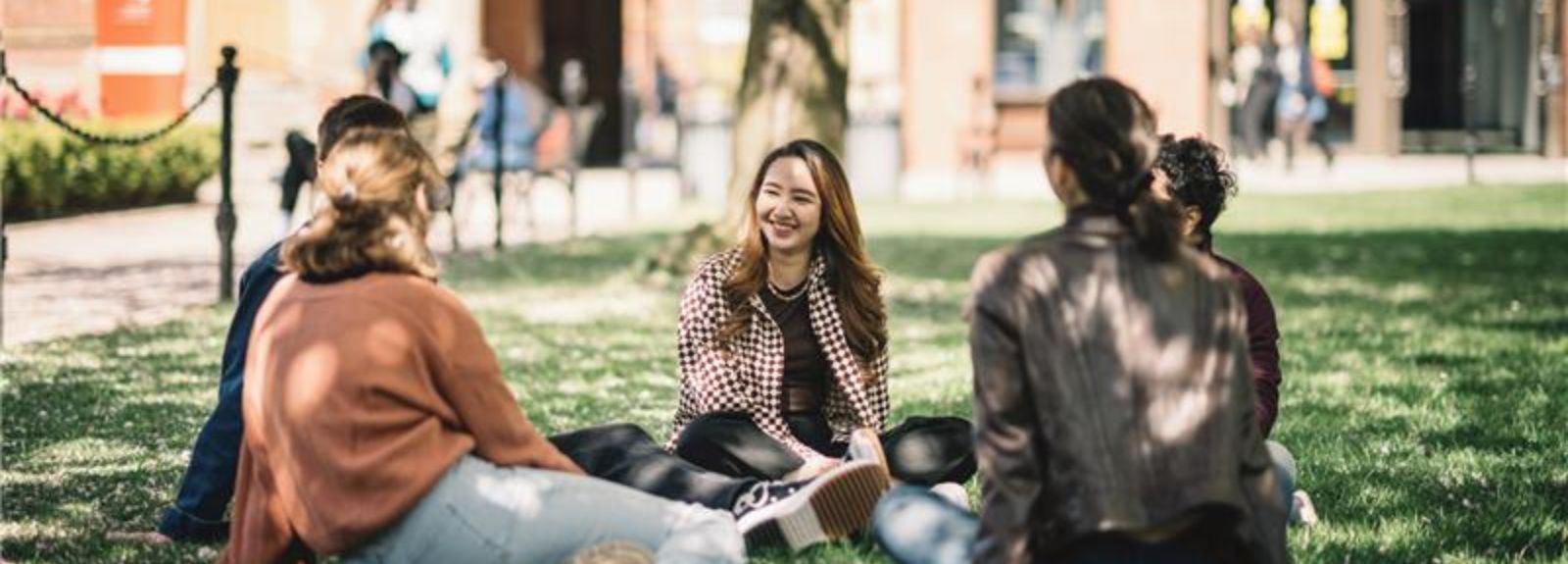 Students sitting in the quad